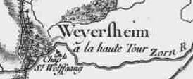 Weyersheim à la Haute Tour, sur la carte de Cassini
